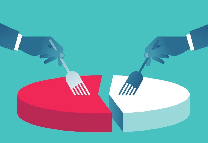 division of assets in divorce case concept