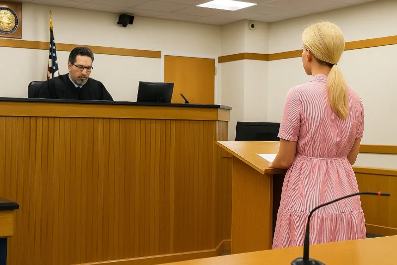 family law concept image of ex-husband not showing up in court but the wife did